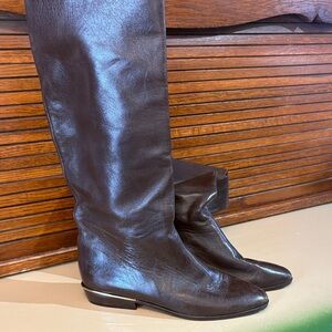 Elegant Brown Leather Knee-High Boots size 7
